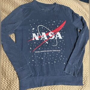NASA Logo Space Distressed Crew Sweatshirt S